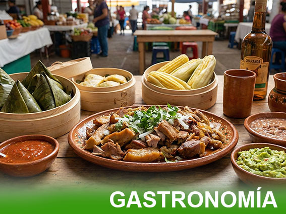 Plato típico de Uruapan con carnitas servidas en cazuela de barro tradicional