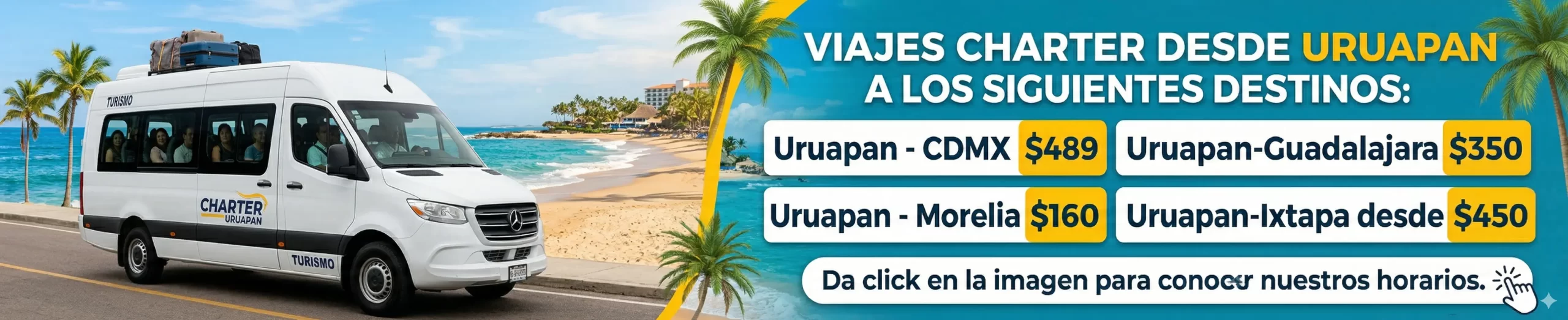Viajes charter exclusivos a diferentes destinos, desde Uruapan