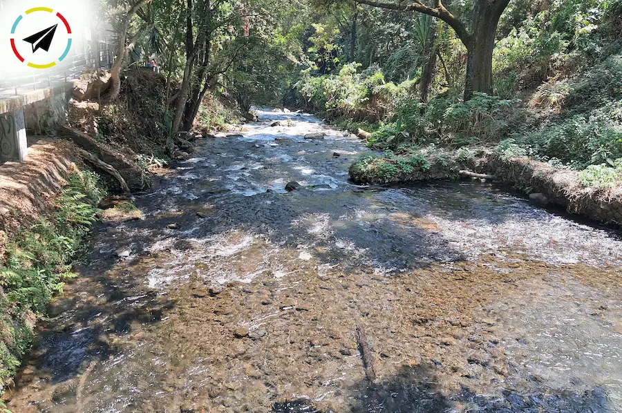 Río Cupatitzio proveniente del Parque Nacional avanzando por el Parque Lineal La Camelina en Uruapan.