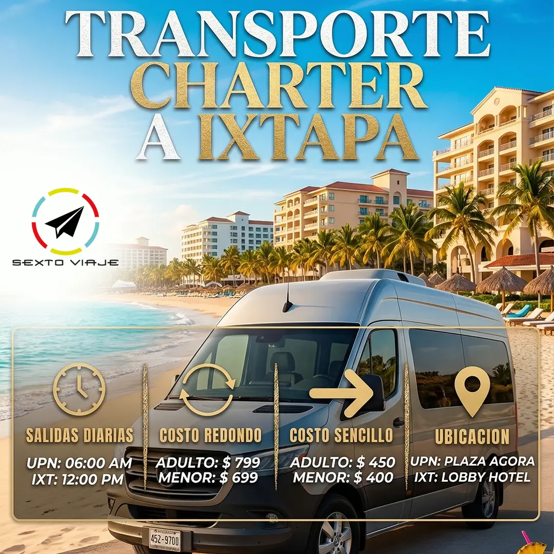 viaje charter desde la ciudad de Uruapan a Ixtapa Zihuatanejo y viceversa